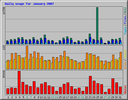 Daily usage for January 2007