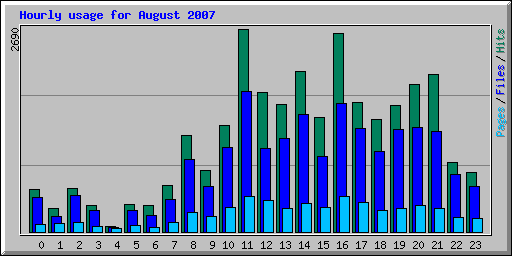Hourly usage for August 2007